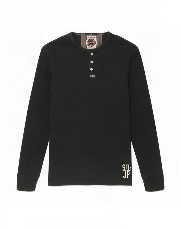 Superdry Hombre Graphic Top Manga Larga Algodón Azul Marino Medio