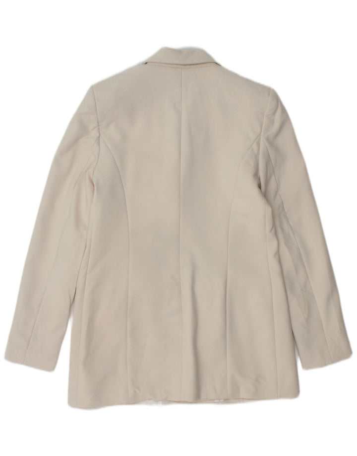 Zara Dame Dobbeltradet Blazer Jacket UK 10 Small White Polyester
