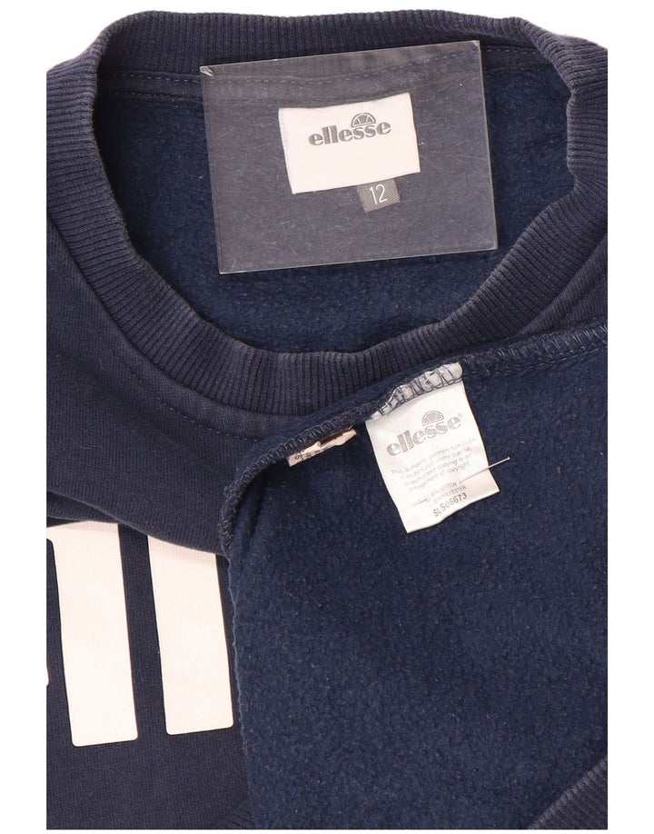 ELLESSE Womens Oversized Sweatshirt Jumper UK 12 Medium  Navy Blue