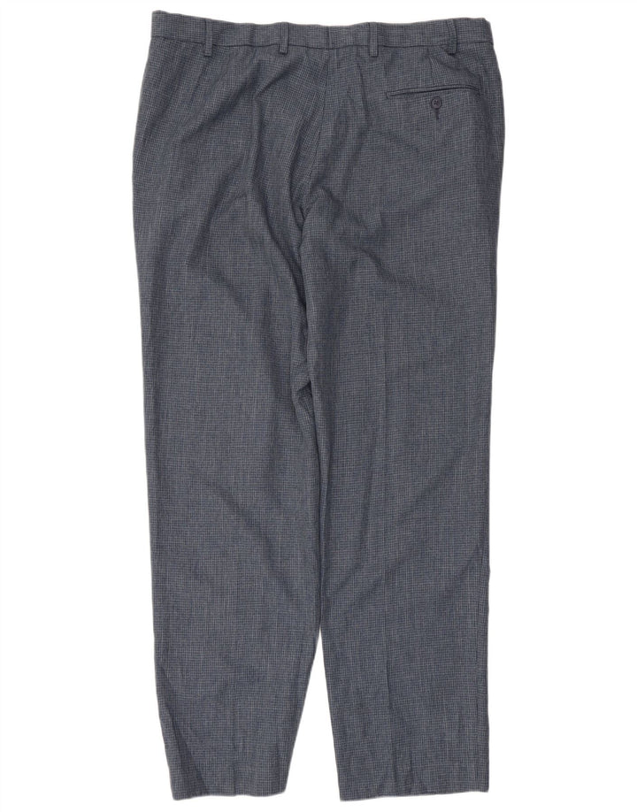 Marks & Spencer Mens Tailored Tapered Suit Trousers W40 L33 Blue Check