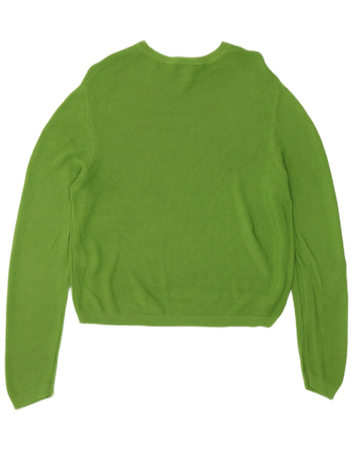 Zara Womens Crew Neck Jumper Sweater UK 14 Medium Green Viscose