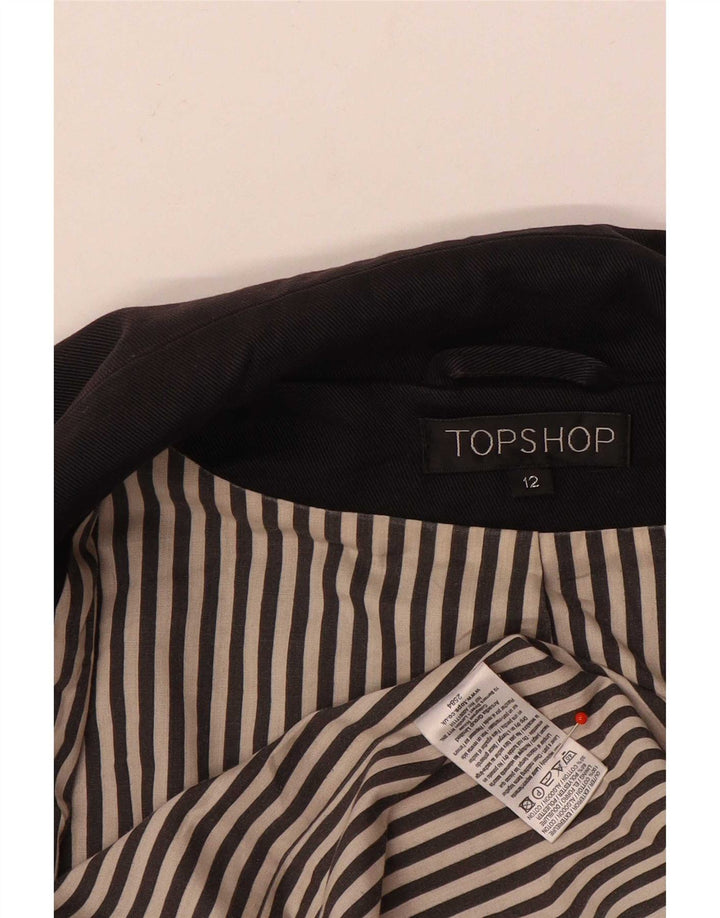 Topshop Veste Blazer Double Boutonnage Femme UK 12 Coton Noir Moyen