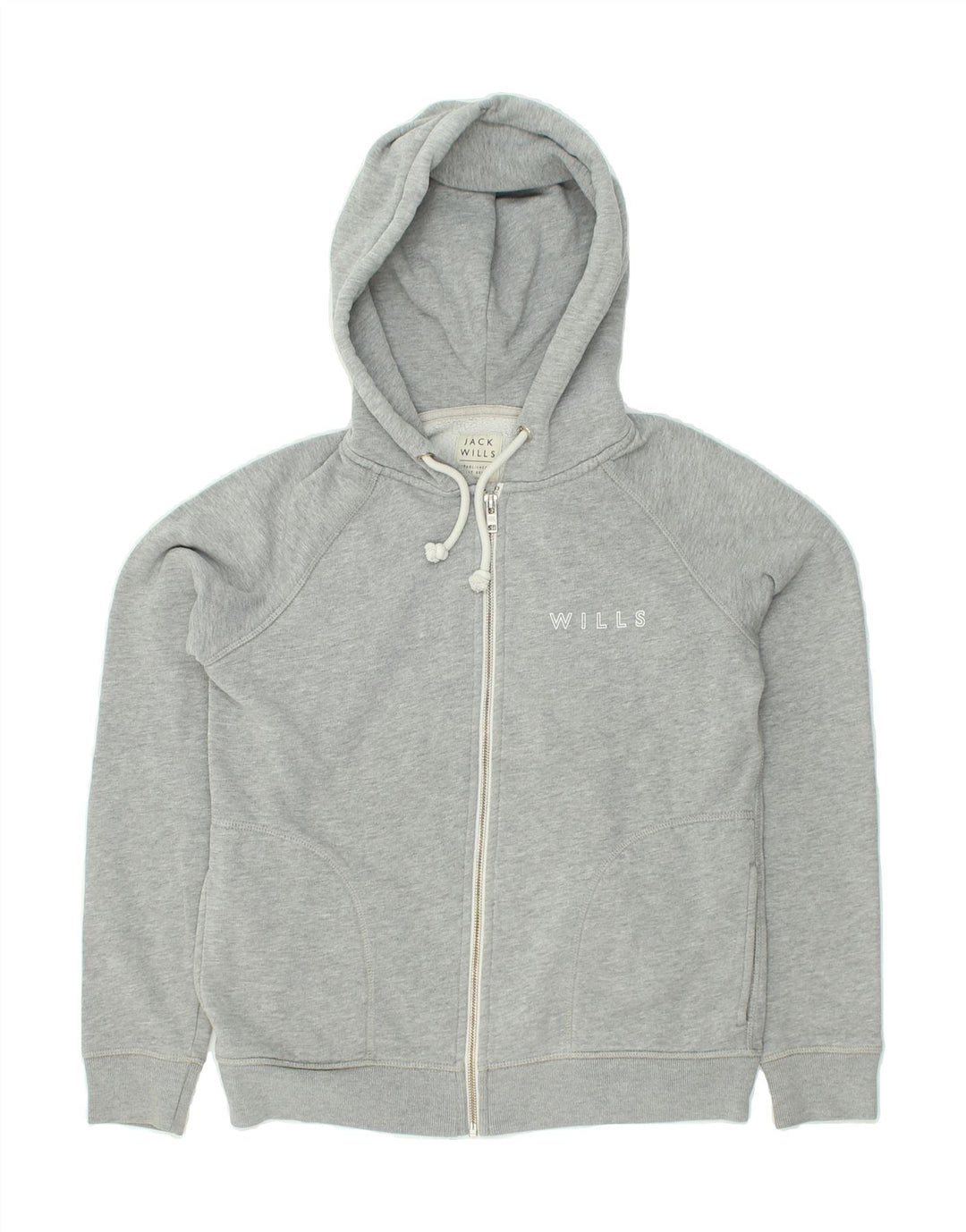 JACK WILLS Womens Oversized Zip Hoodie Sweater UK 10 Small Grey Cotton | Vintage Jack Wills | Thrift | Second-Hand Jack Wills | Used Clothing | Messina Hembry 