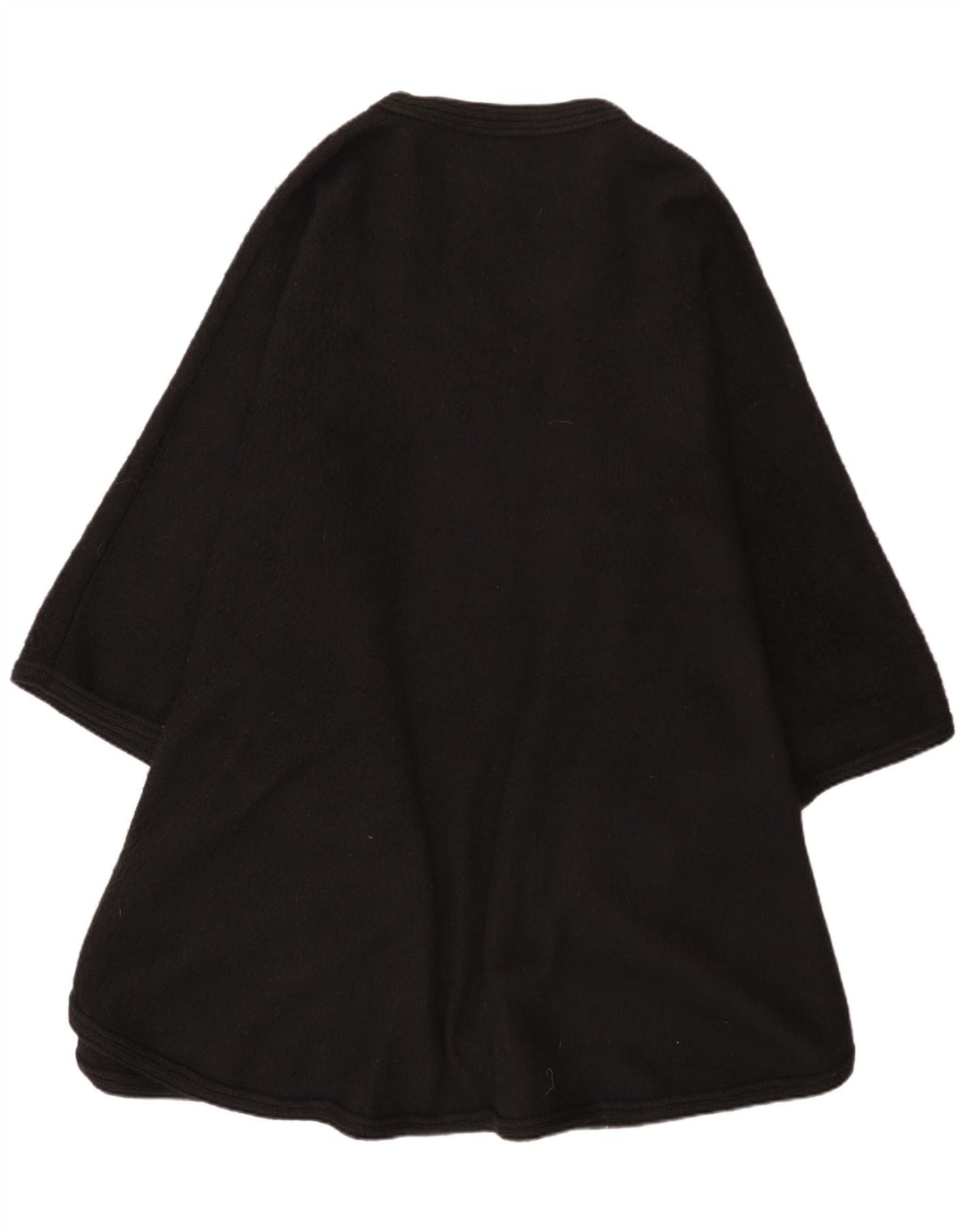 Vintage Womens Poncho Cardigan Sweater One Size Black Alpaca Wool