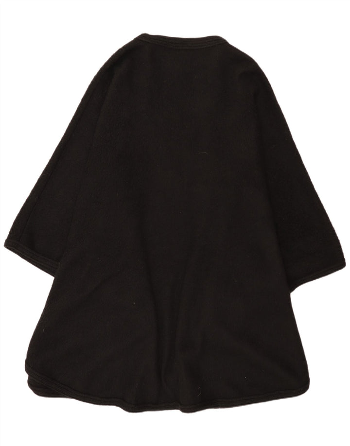 Vintage Womens Poncho Cardigan Sweater One Size Black Alpaca Wool