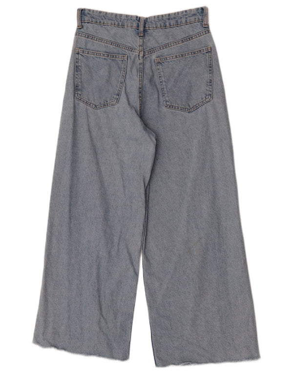 Zara Womens High Waist Wide Leg Jeans EU 36 XS W26 L25 Blue Cotton
