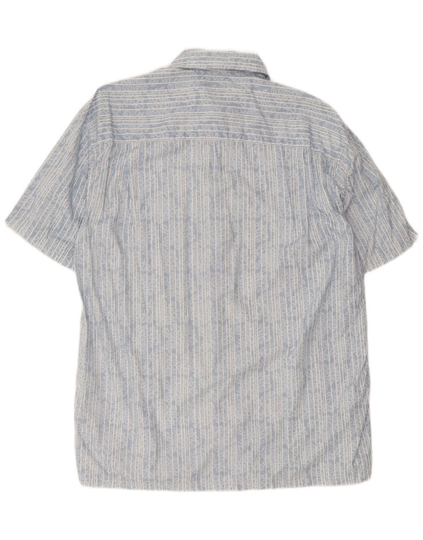 Nautica Mens Short Sleeve Shirt Large Blue Striped Cotton