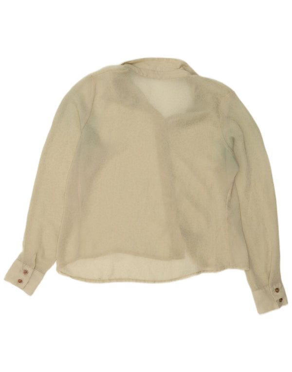 Vintage Womens See Through Shirt UK 14 Medium Beige
