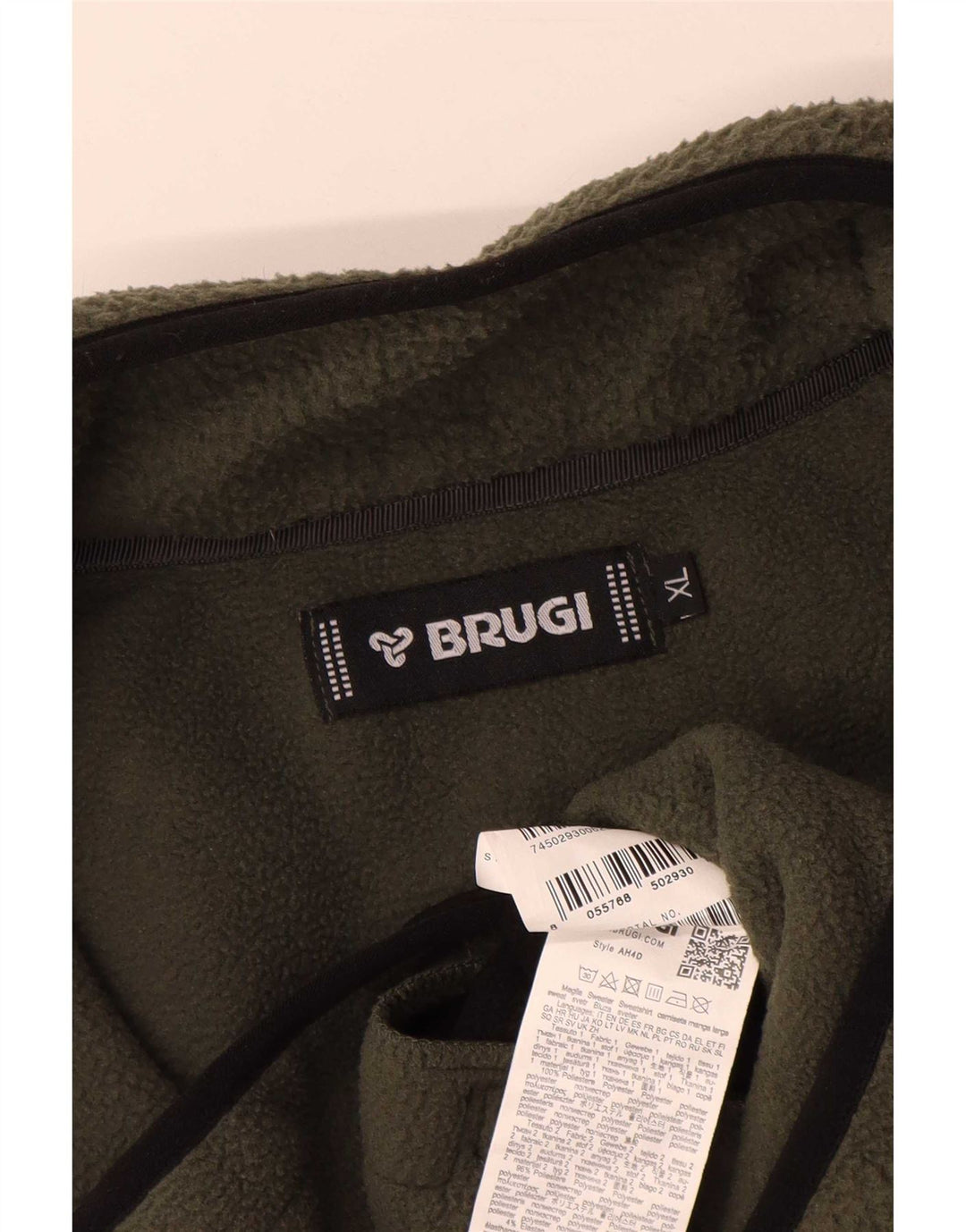 Brugi Mens Fleece Jacket UK 42 XL Green Colourblock Polyester