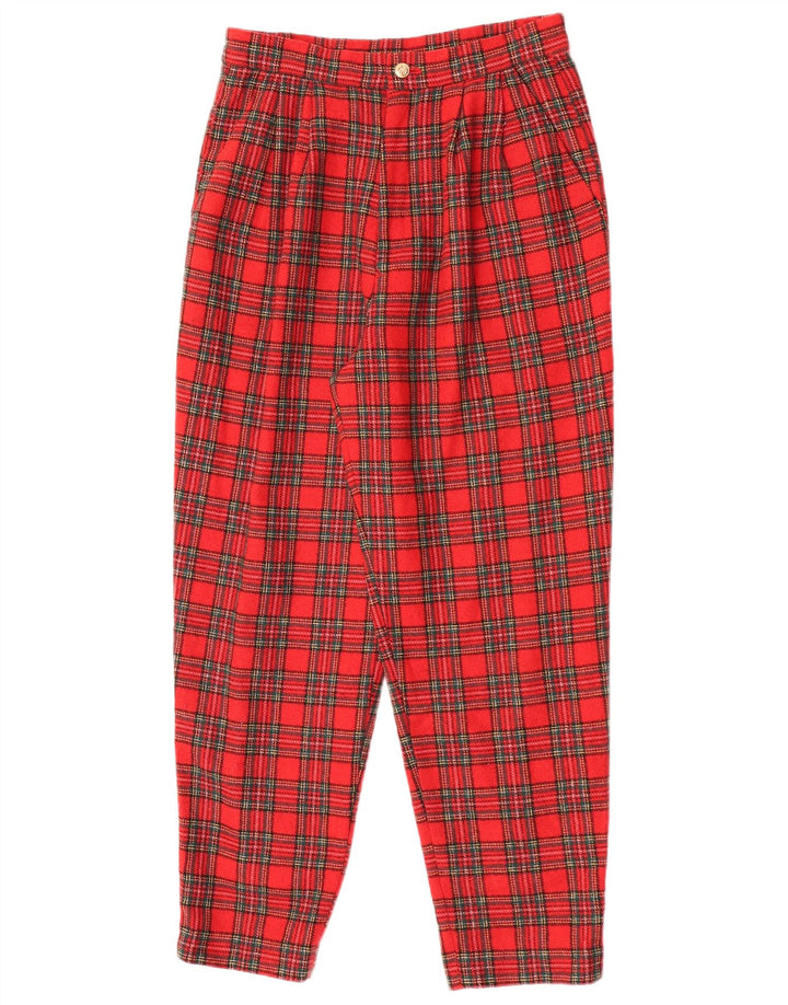 VINTAGE Dame Pegged Chino Bukser W25 L26 Rød ternet