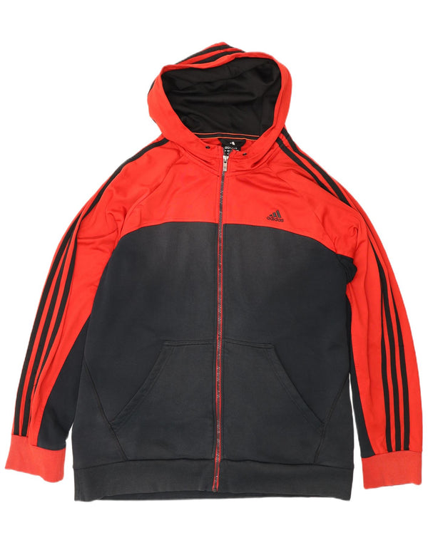Adidas Mens Zip Hoodie Sweater XL Black Colourblock Cotton