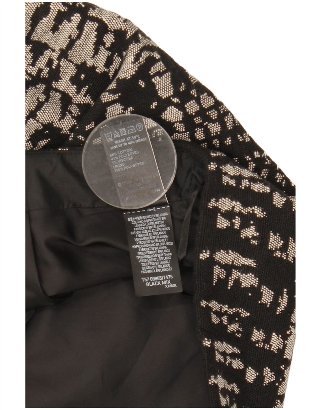 Marks & Spencer Dame Mininederdel UK 12 Medium W31 Sort Geometrisk Bomuld