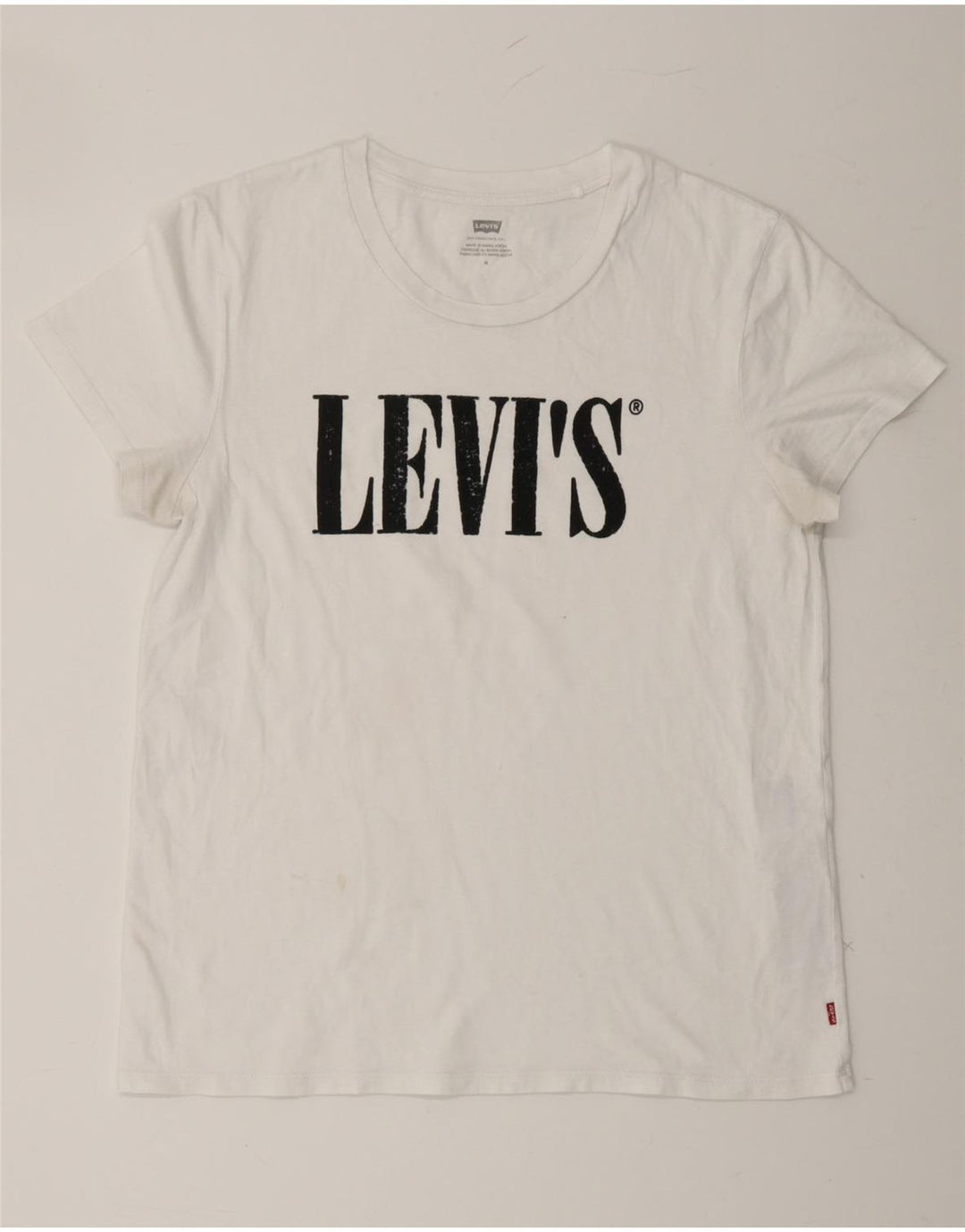 LEVI'S Womens Graphic T-Shirt Top UK 14 Medium White Cotton Vintage Levi's and Second-Hand Levi's from Messina Hembry 