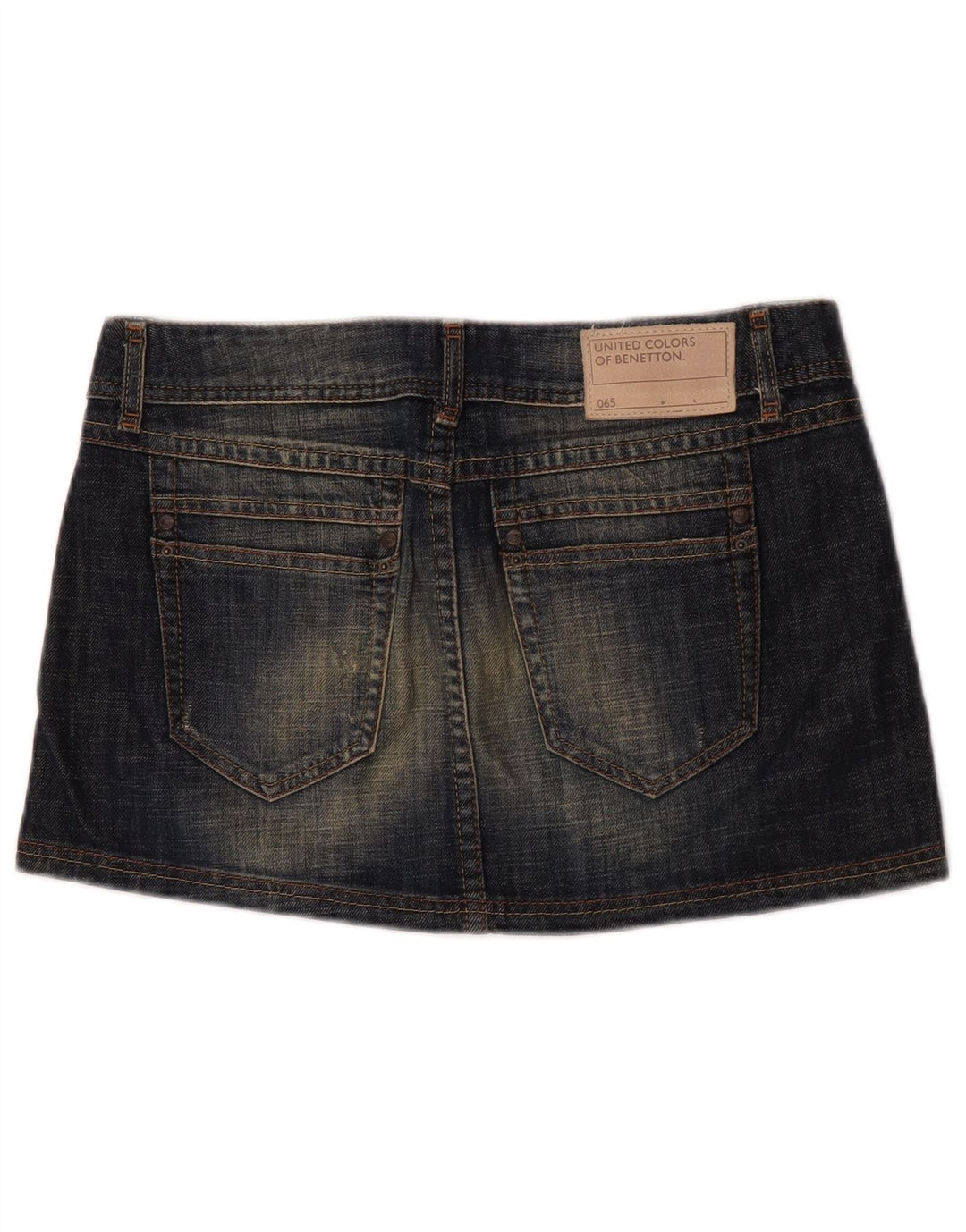 Benetton Dame Mini Denim Nederdel IT 44 Medium W32 Navy Blue
