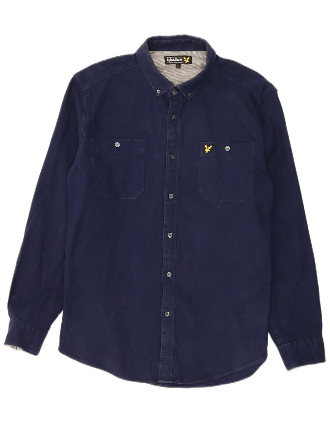 Lyle & Scott Mens Shirt Large Navy Blue Cotton
