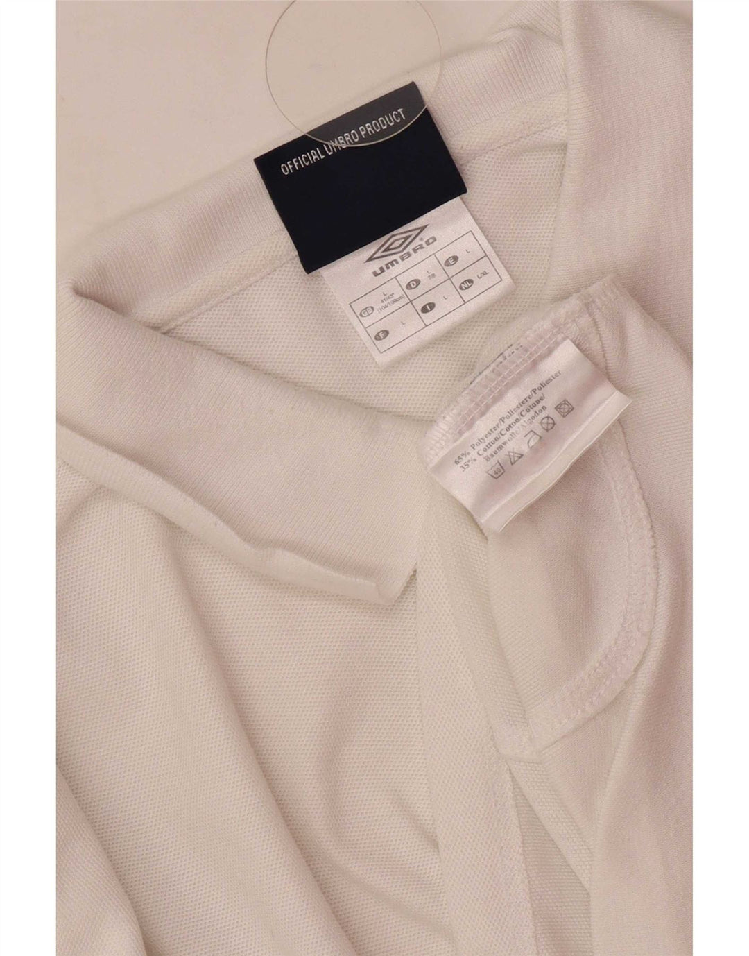 Polo Umbro da uomo grande sportiva in poliestere bianco
