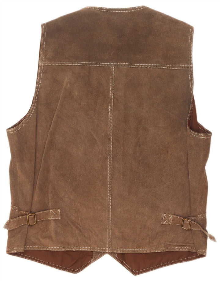 Vintage Mens Suede Waistcoat Medium Brown Leather
