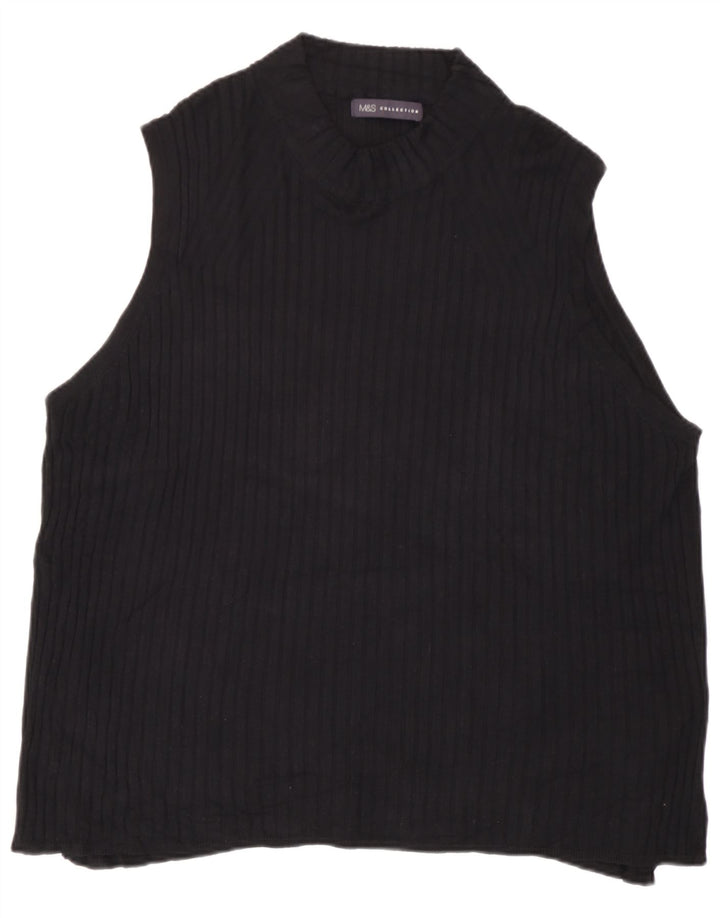 Marks & Spencer Womens Vest Top UK 24 4XL  Black Viscose