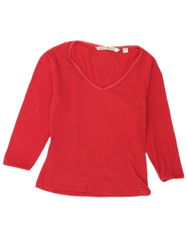 Crop Top pentru femei Tommy Hilfiger cu mâneci 3/4 UK 6 XS Roșu