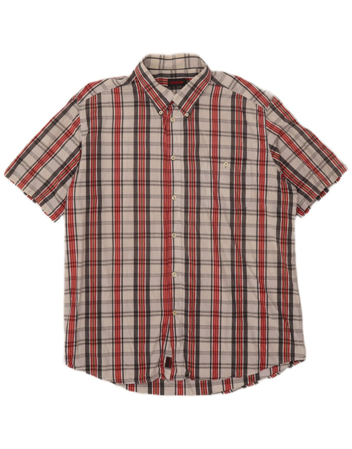 Invicta Mens Short Sleeve Shirt 2XL Red Check