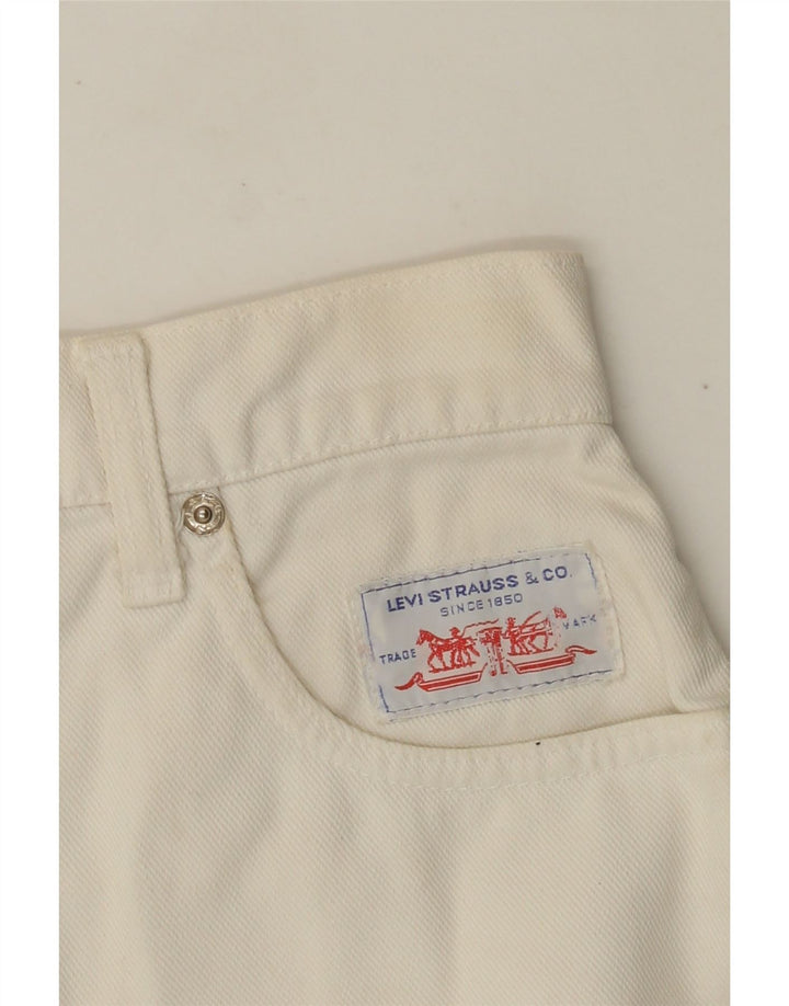 LEVI'S Womens Denim Skirt W26 Small Off White