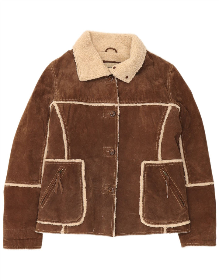 Damska kurtka shearling Conbipel IT 48 XL, brązowa skóra