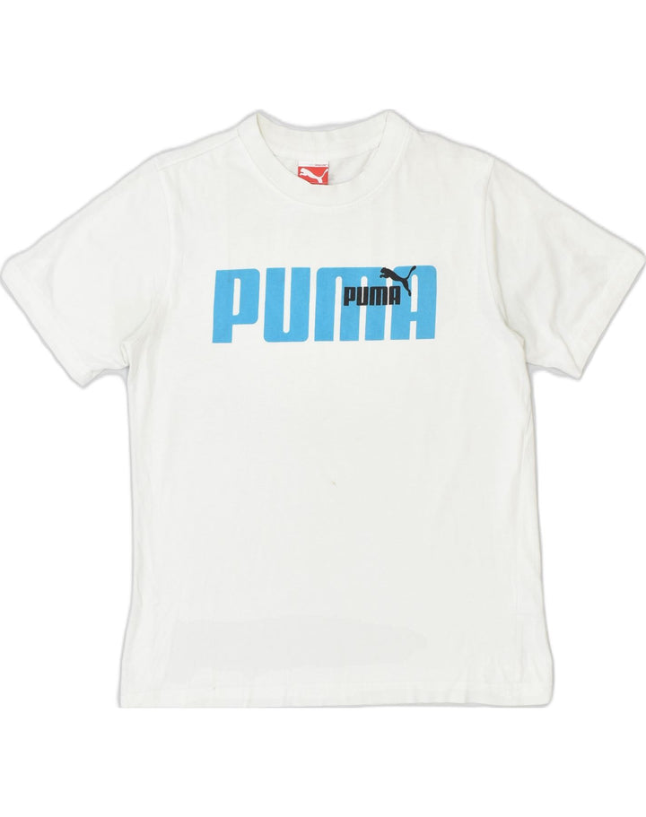 PUMA Boys Graphic T-Shirt Top 13-14 Years White Cotton | Vintage Puma | Thrift | Second-Hand Puma | Used Clothing | Messina Hembry 