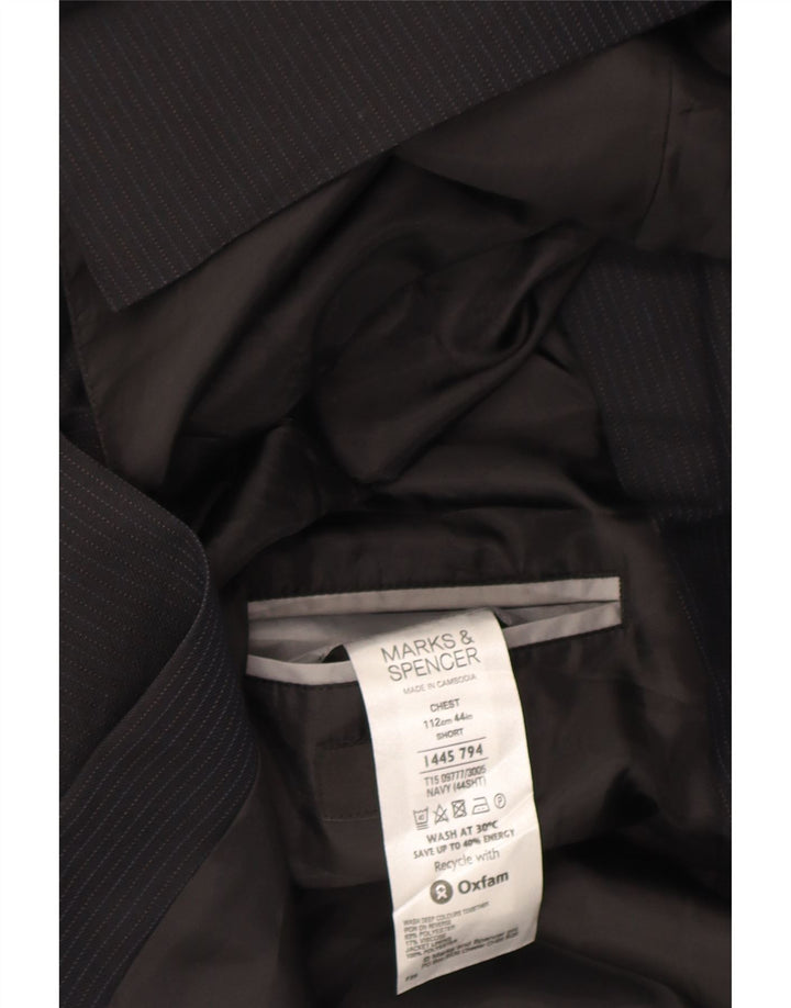 Marks & Spencer Herre 3-knaps blazerjakke UK 44 XL Marineblå nålestribe