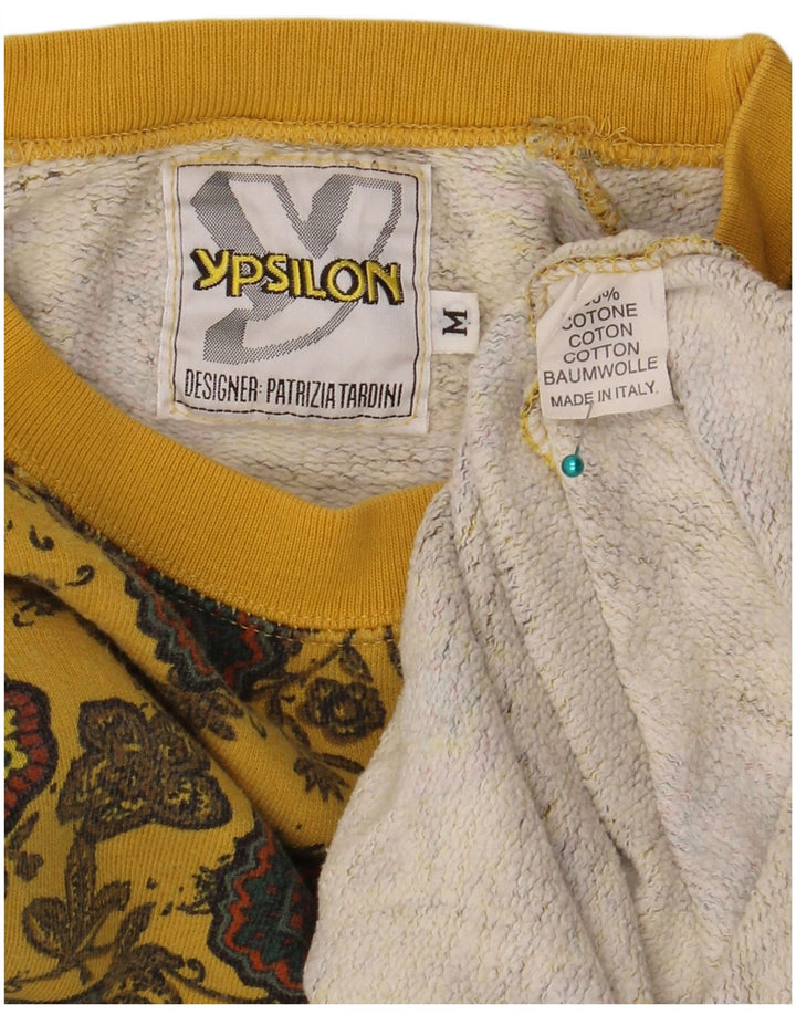 PATRIZIA DINI Dame Sweatshirt Jumper UK 14 Medium Yellow Floral