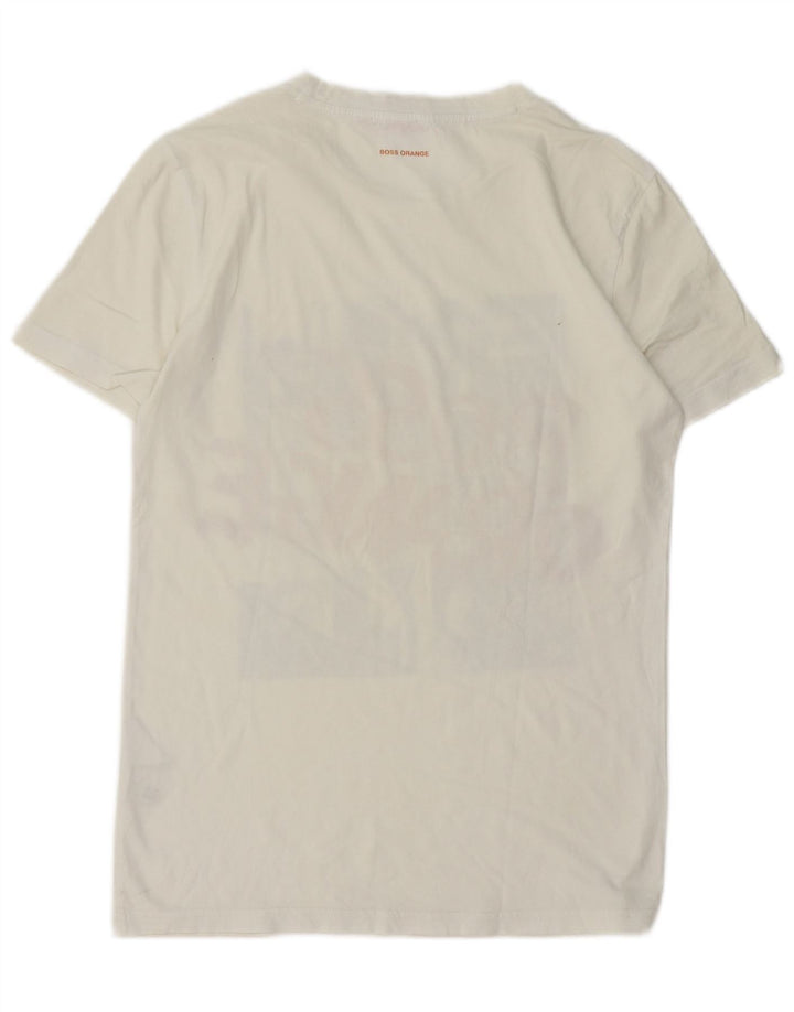 HUGO BOSS Mens Graphic T-Shirt Top Small White Cotton