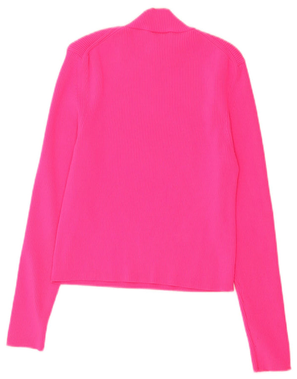 Zara Womens Crop Top Langærmet UK 14 Large Pink Polyamide