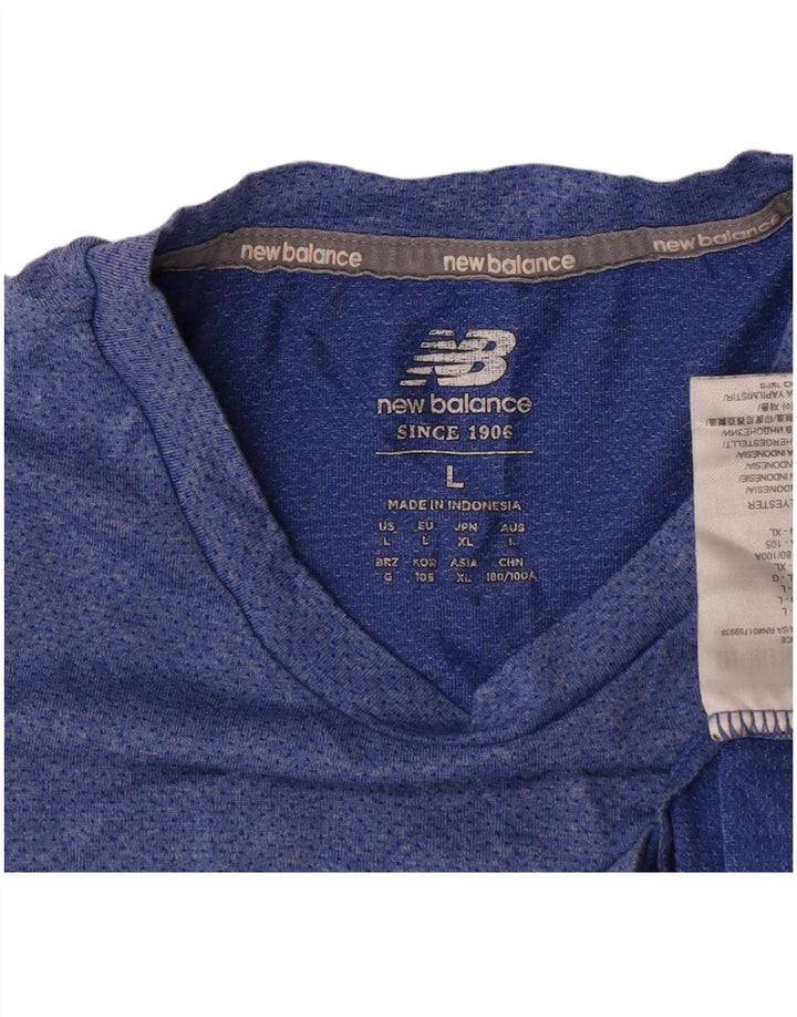 New Balance Mens T-Shirt Top Large Blue Polyester