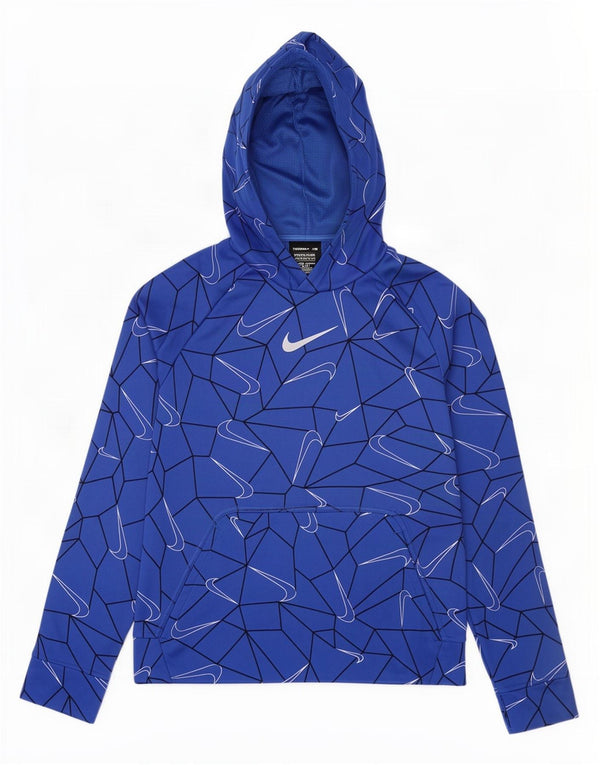 Felpa con cappuccio grafica Nike Therma-Fit da ragazzo, 12-13 anni, grande, blu, in poliestere