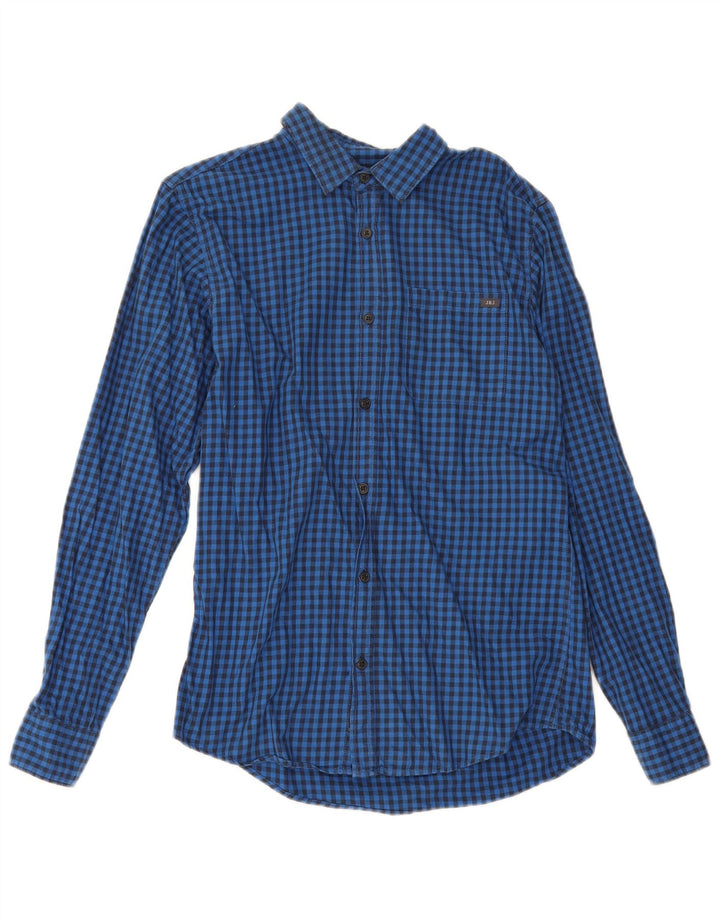Jack & Jones Mens Shirt Small Blue Gingham Cotton