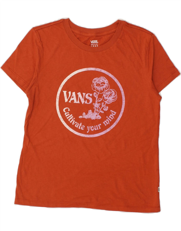 VANS Womens Graphic T-Shirt Top UK 12 Medium Orange Cotton Vintage Vans and Second-Hand Vans from Messina Hembry 