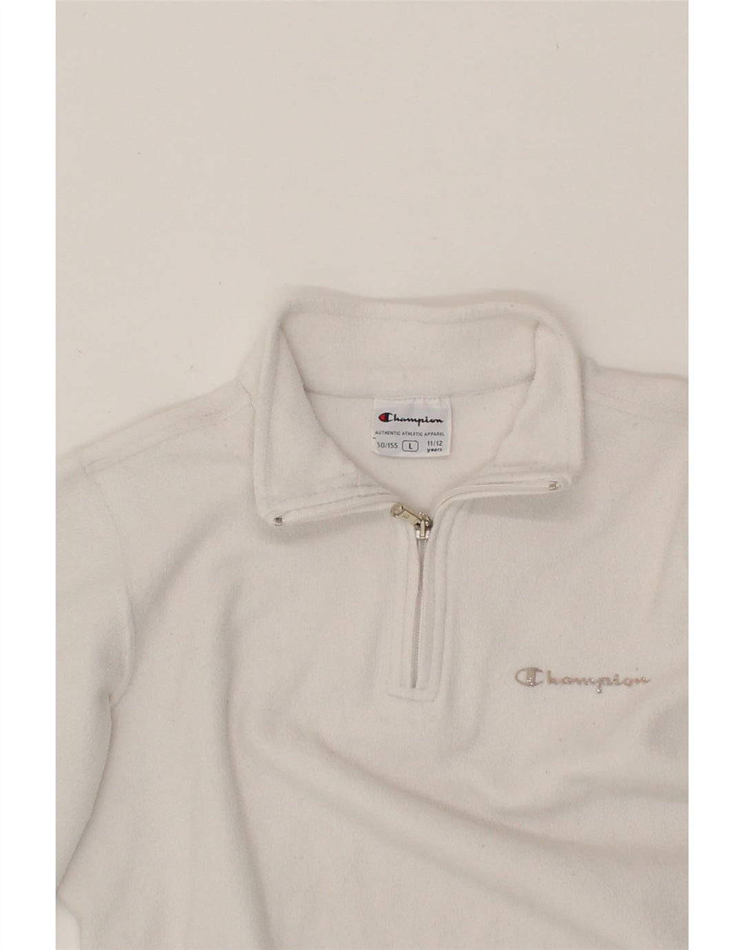 CHAMPION Girls Zip Fleece Jacket 11-12 Years Large  White Vintage Champion and Second-Hand Champion from Messina Hembry 