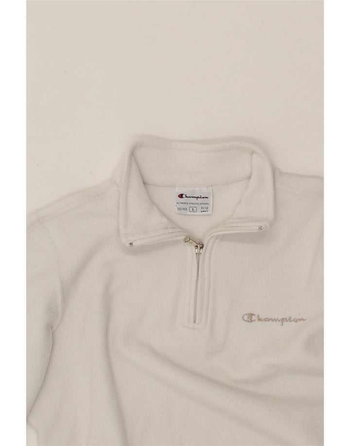 CHAMPION Girls Zip Fleece Jacket 11-12 Years Large  White Vintage Champion and Second-Hand Champion from Messina Hembry 