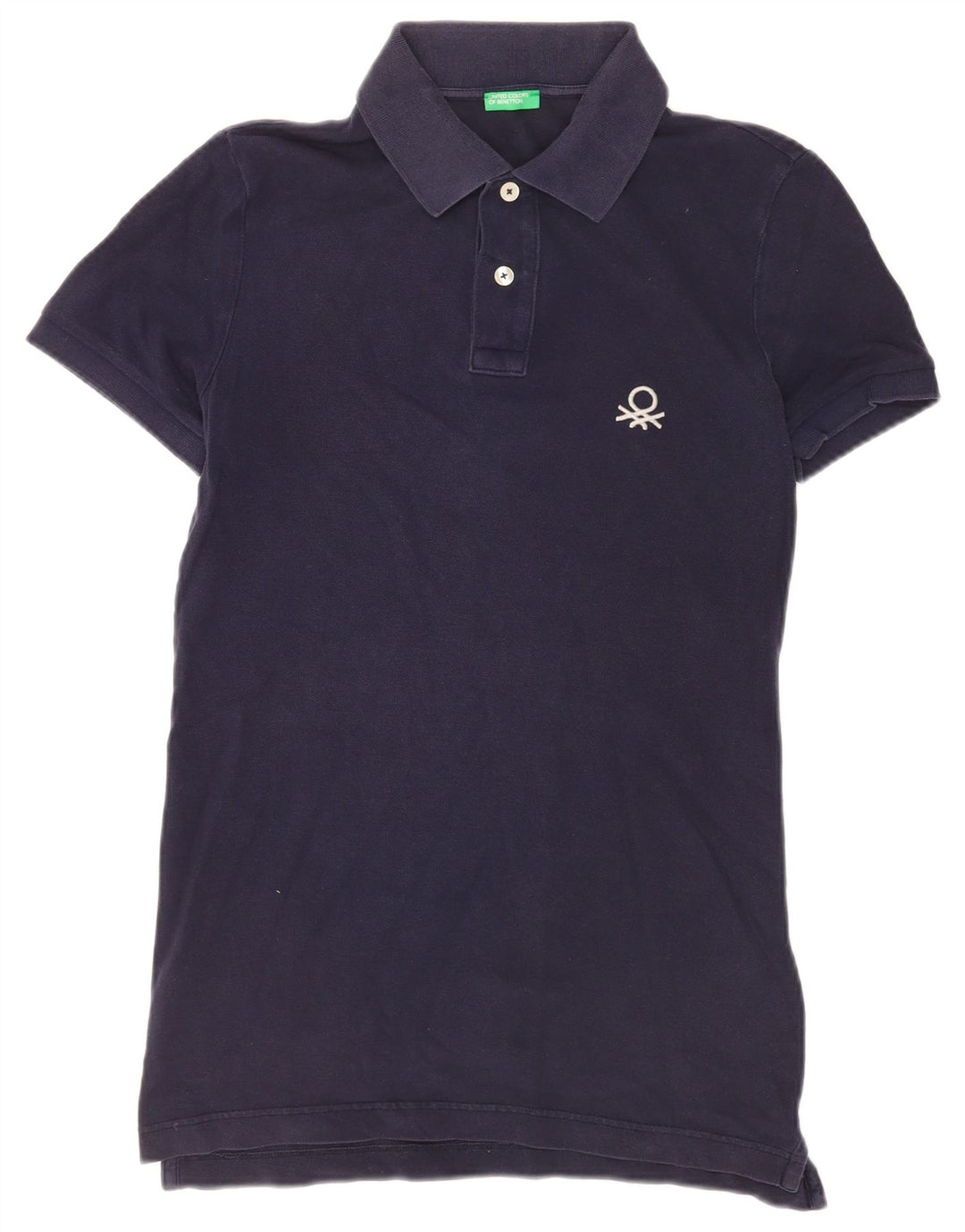Benetton Mens Polo Shirt Medium Navy Blue Cotton