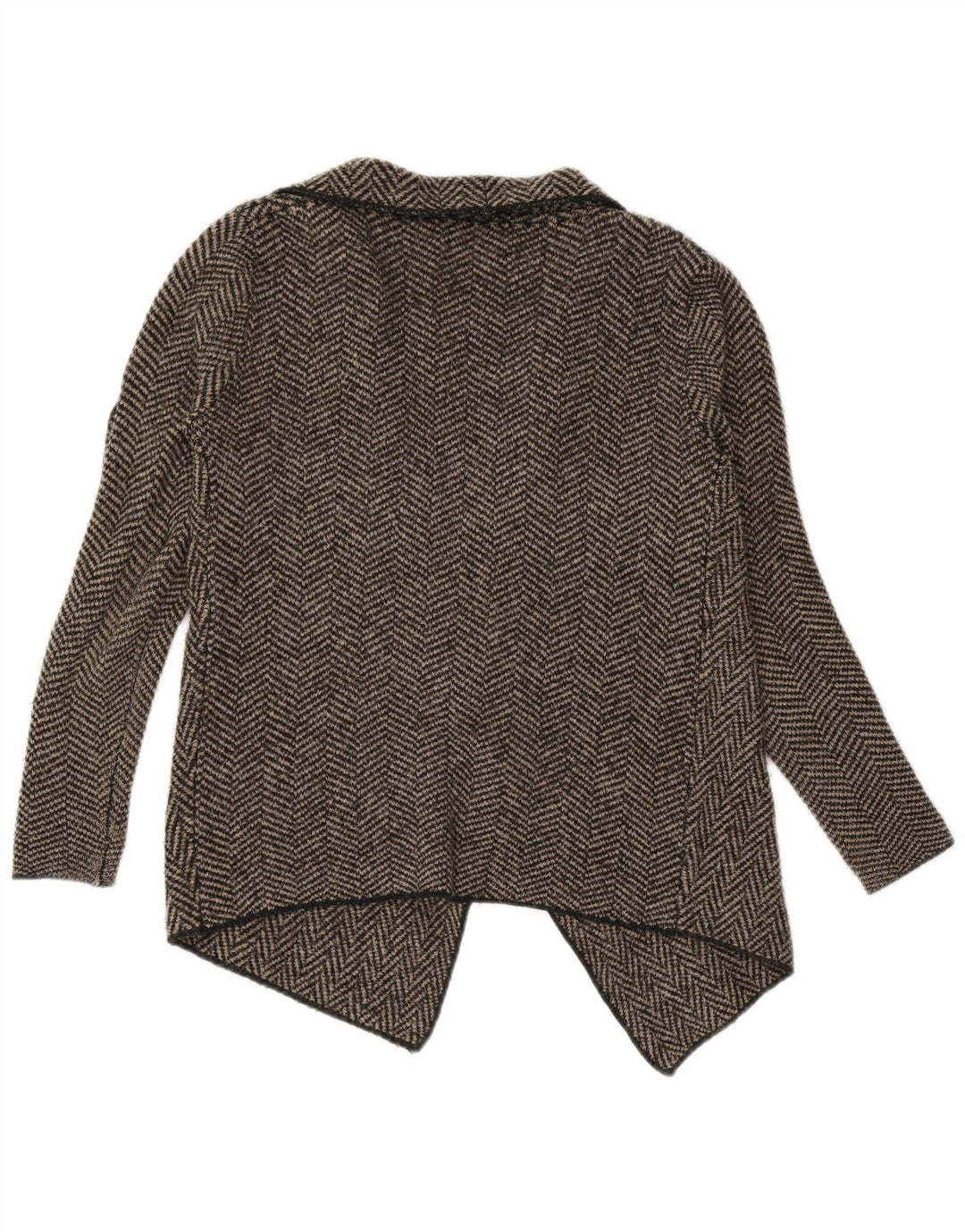 Zara Womens Asymétrique Ouvert Cardigan Pull UK 10 Petit Gris Chevrons