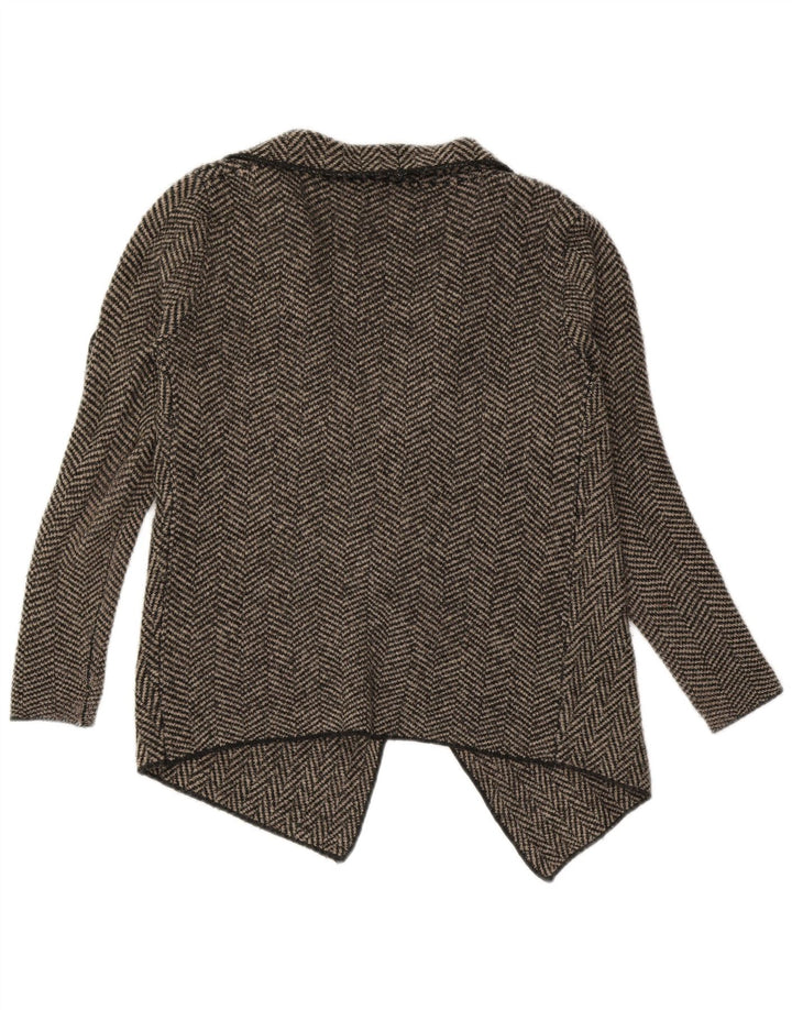 Zara Womens Asymétrique Ouvert Cardigan Pull UK 10 Petit Gris Chevrons