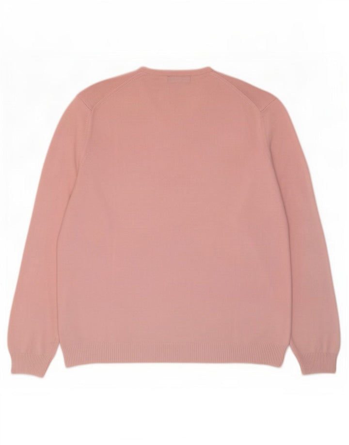 Zara Mens V-Neck Jumper Sweater Large Pink