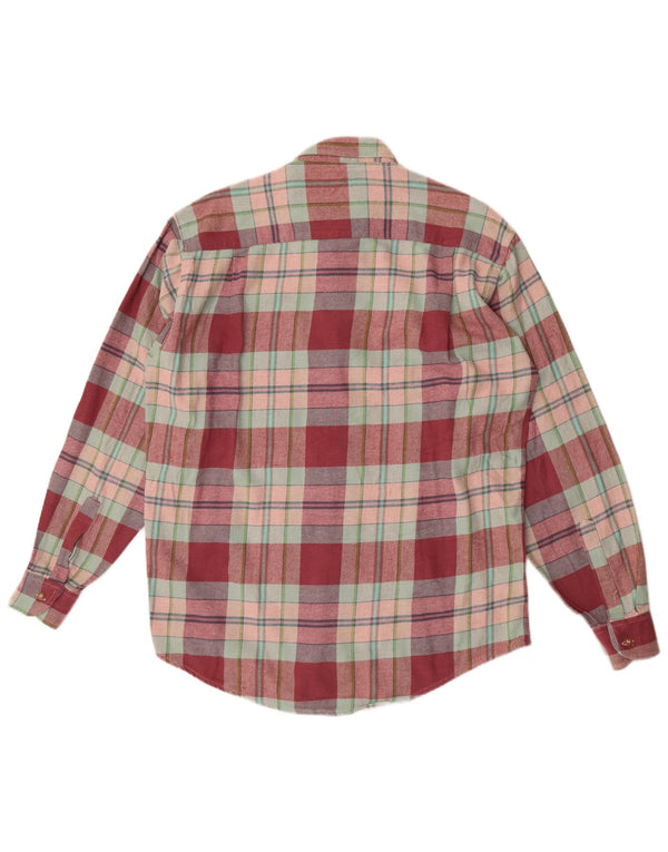 Camisa masculina vintage de flanela tamanho 40 15 3/4 xadrez vermelho médio