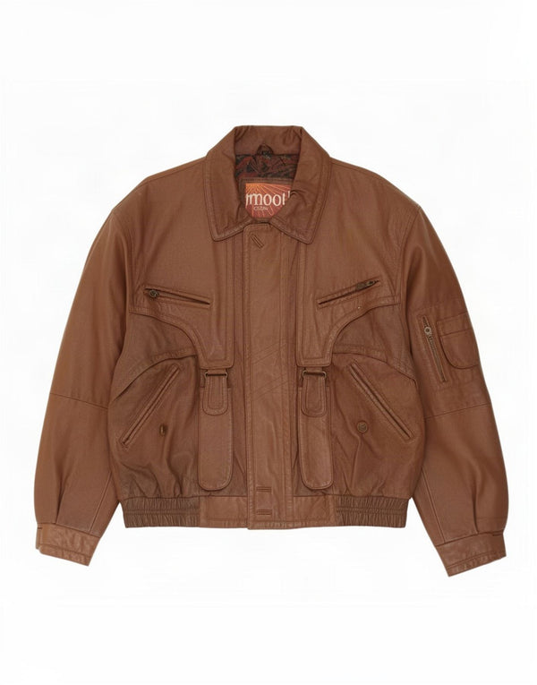 Giacca in pelle vintage da uomo IT 52 XL Marrone