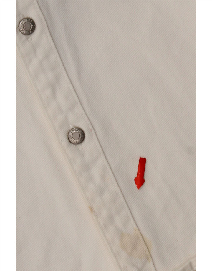 Zara Mens Relaxed Fit Denim Shirt Large White Cotton
