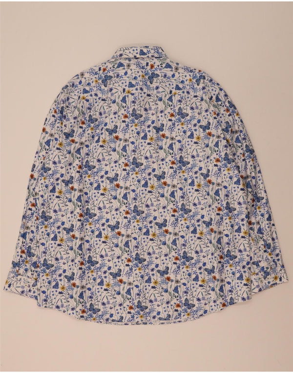 C&A Mens Regular Fit Shirt Size 47/48 3XL Blue Floral Cotton