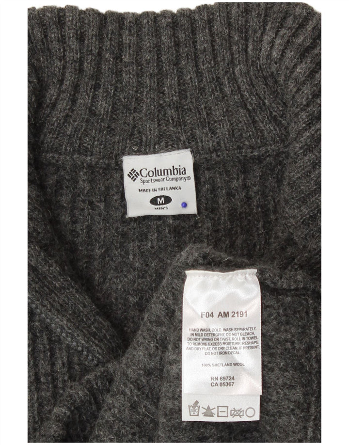 Columbia Mens Zip Neck Jumper Sweater Medium Grey Wool