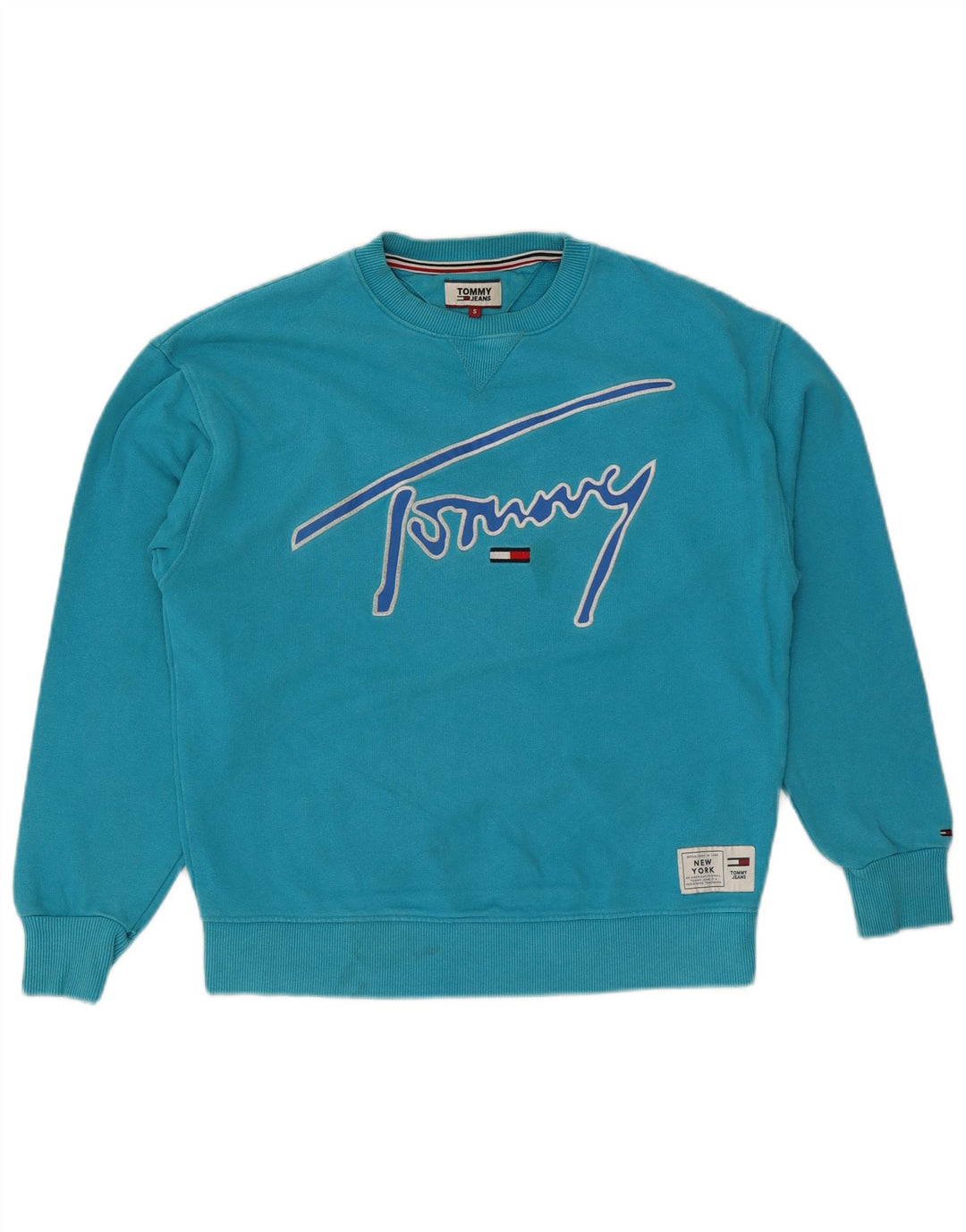 Tommy Hilfiger Mens Graphic Sweatshirt Jumper Small Blue Cotton