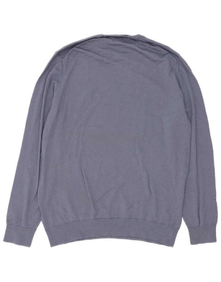 Autograph Mens Crew Neck Jumper Sweater XL Blue Merino Wool