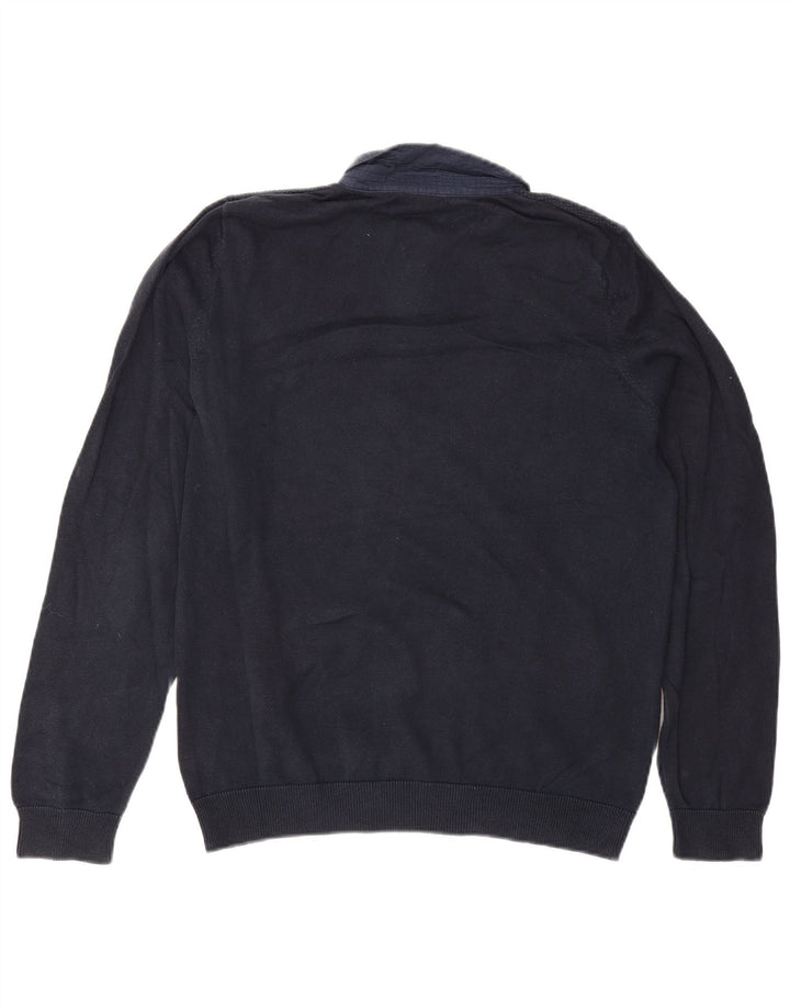 MARKS & SPENCER Mens Polo Neck Jumper Sweater Medium Navy Blue