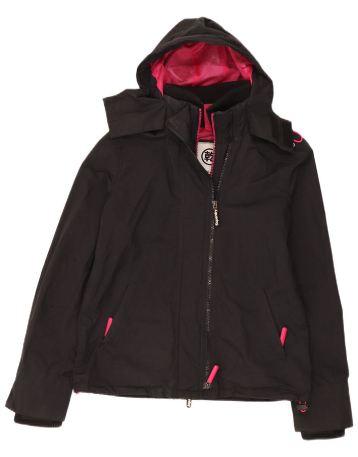 Superdry vindjakke til kvinder med hætte vindjakke UK 16 Large Black